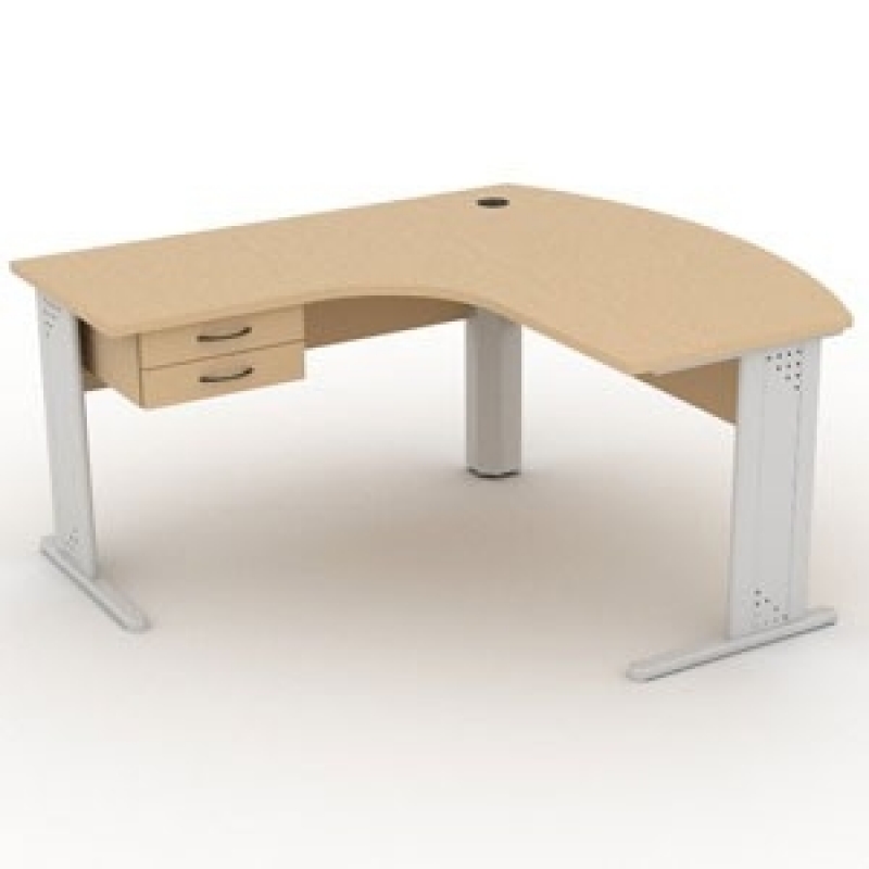 Mesa para Escritório de Canto com Gavetas Brás - Mesa para Escritório com Armário